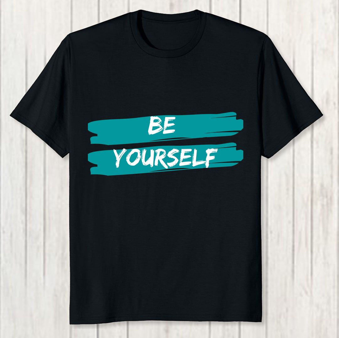 3a36db92 Be Yourself Men T Shirt Black Front New