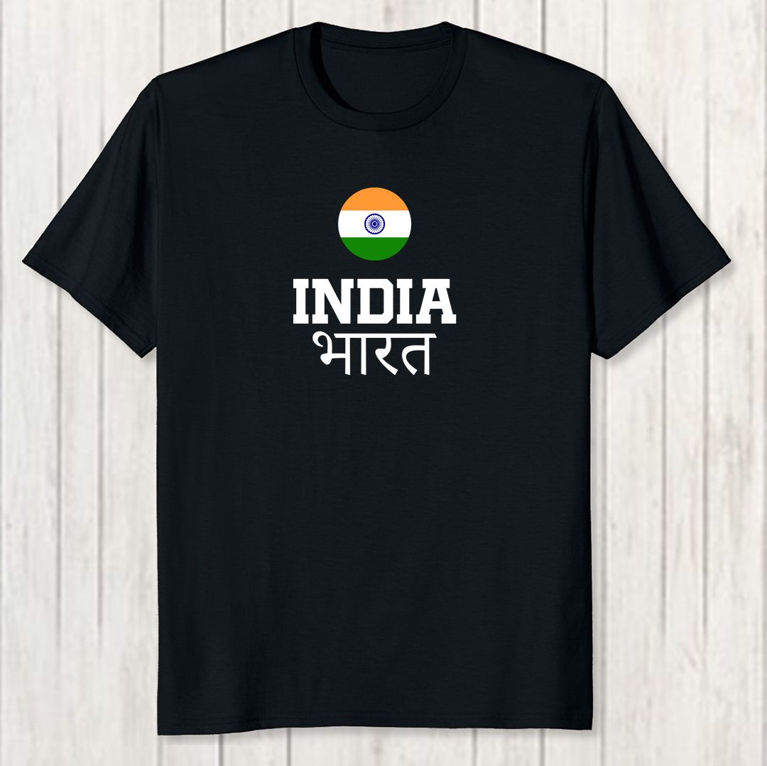 3f168340 India Men T Shirt Black Front New