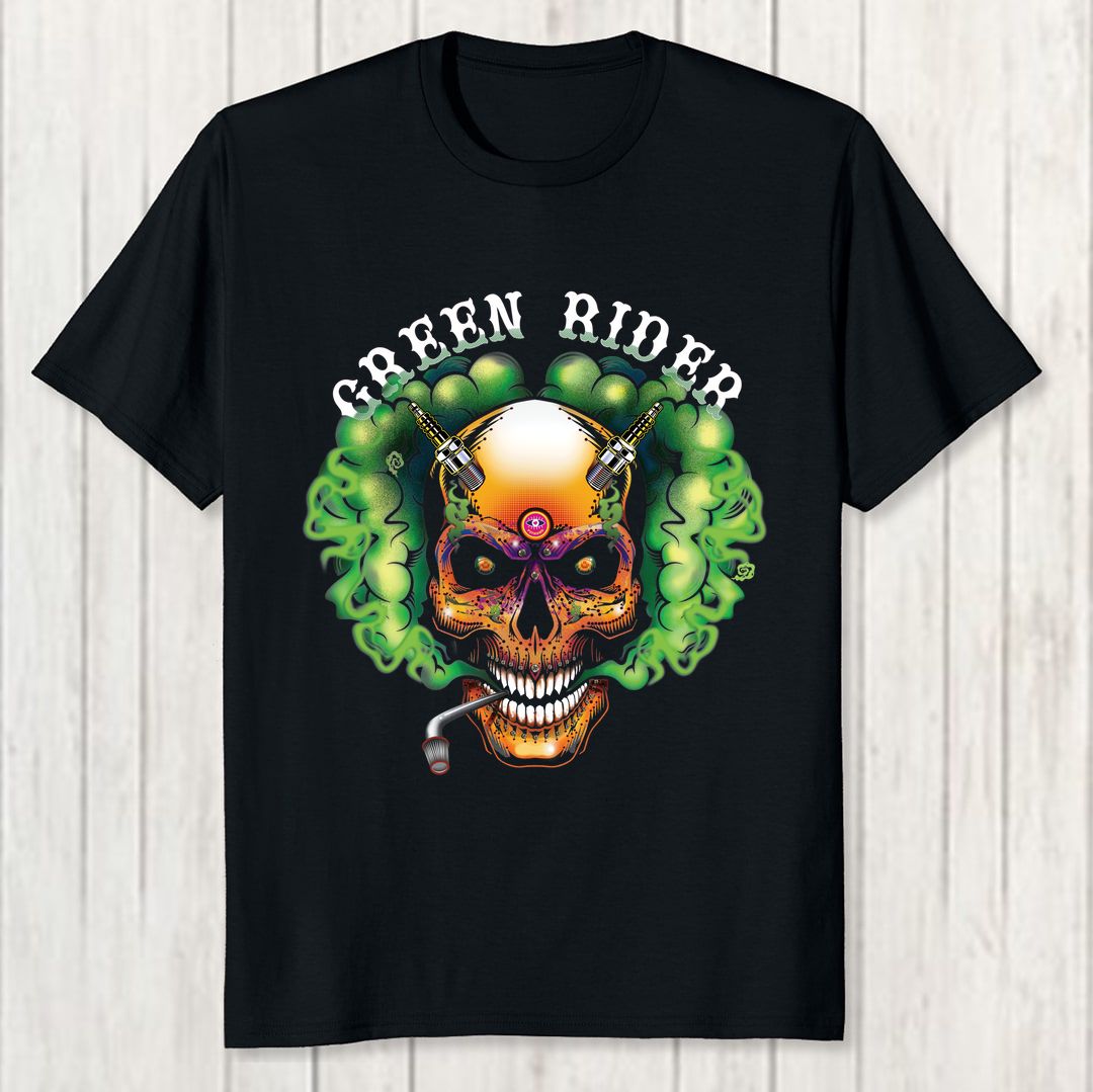 481ef91e Green Rider Men T Shirt Black Front New