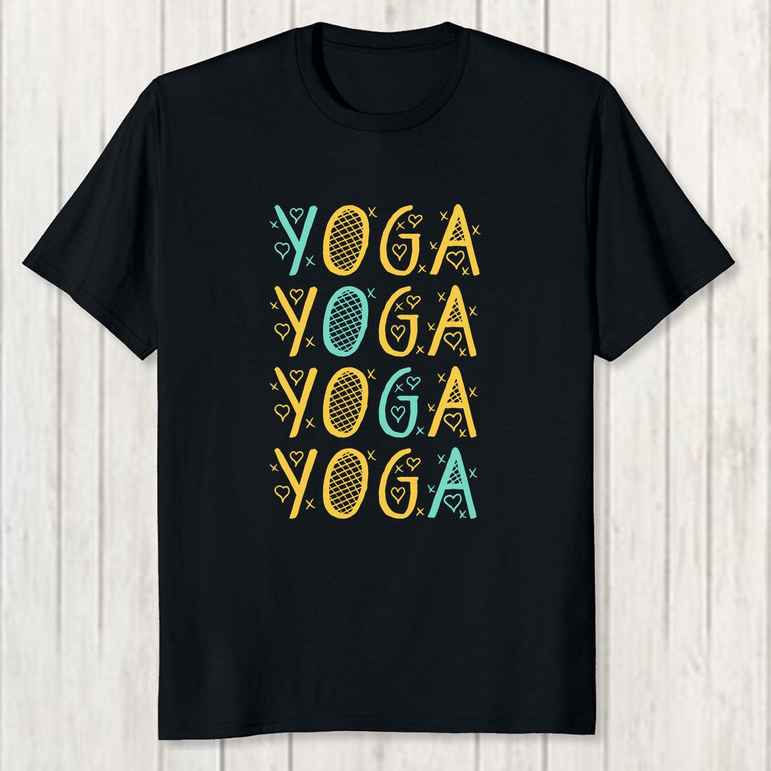 55b7eb45 Yoga Men T Shirt Black Front New