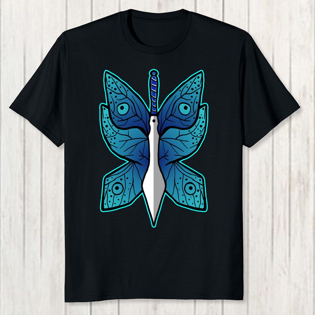 6561f4cd Butterfly Sword Retro Cool Men T Shirt Black Front New