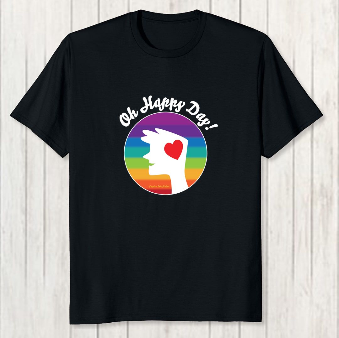 68a4d2a9 Oh Happy Day Men T Shirt Black Front New