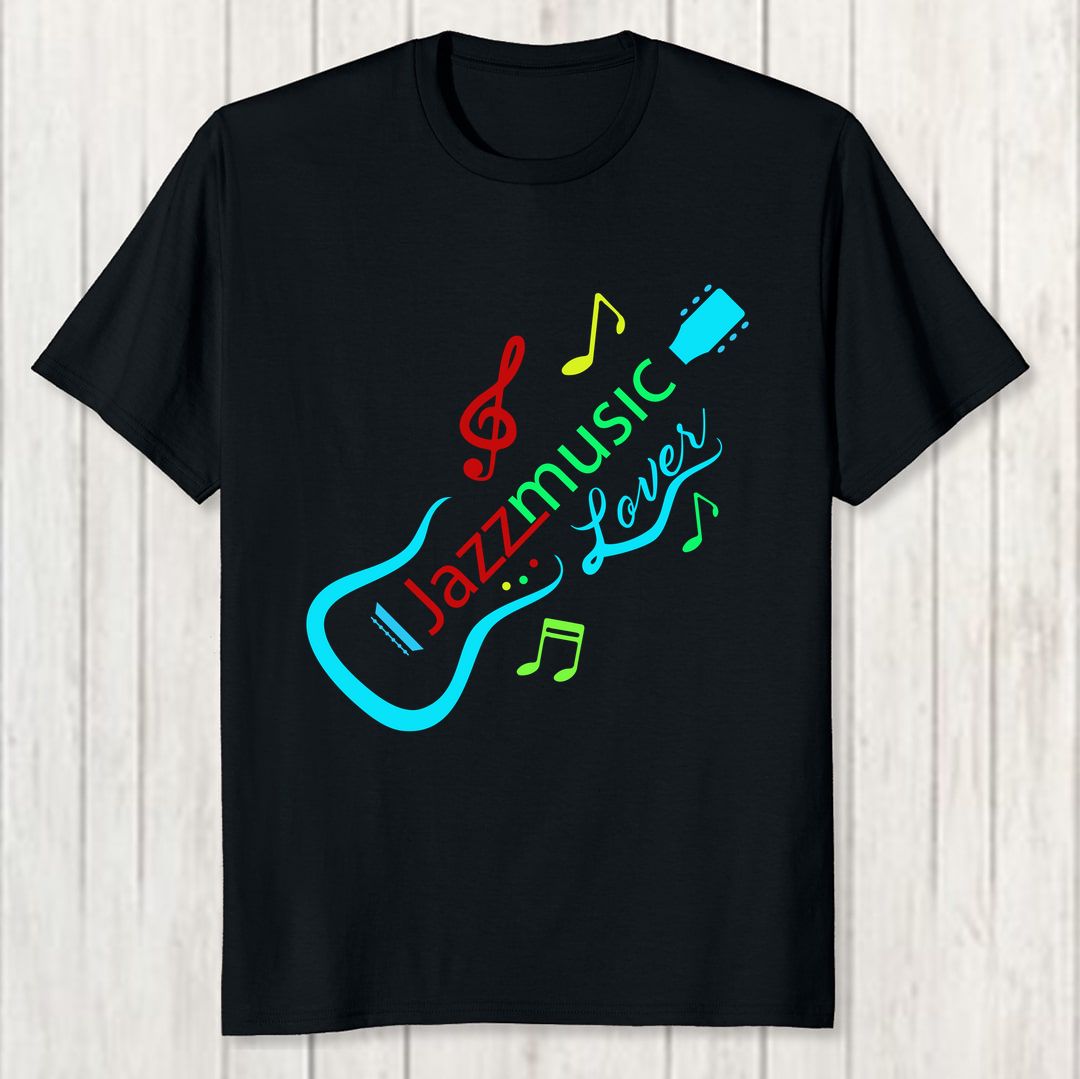 84a8cbec Jazz Music Lover Guitar Men T Shirt Black Front New