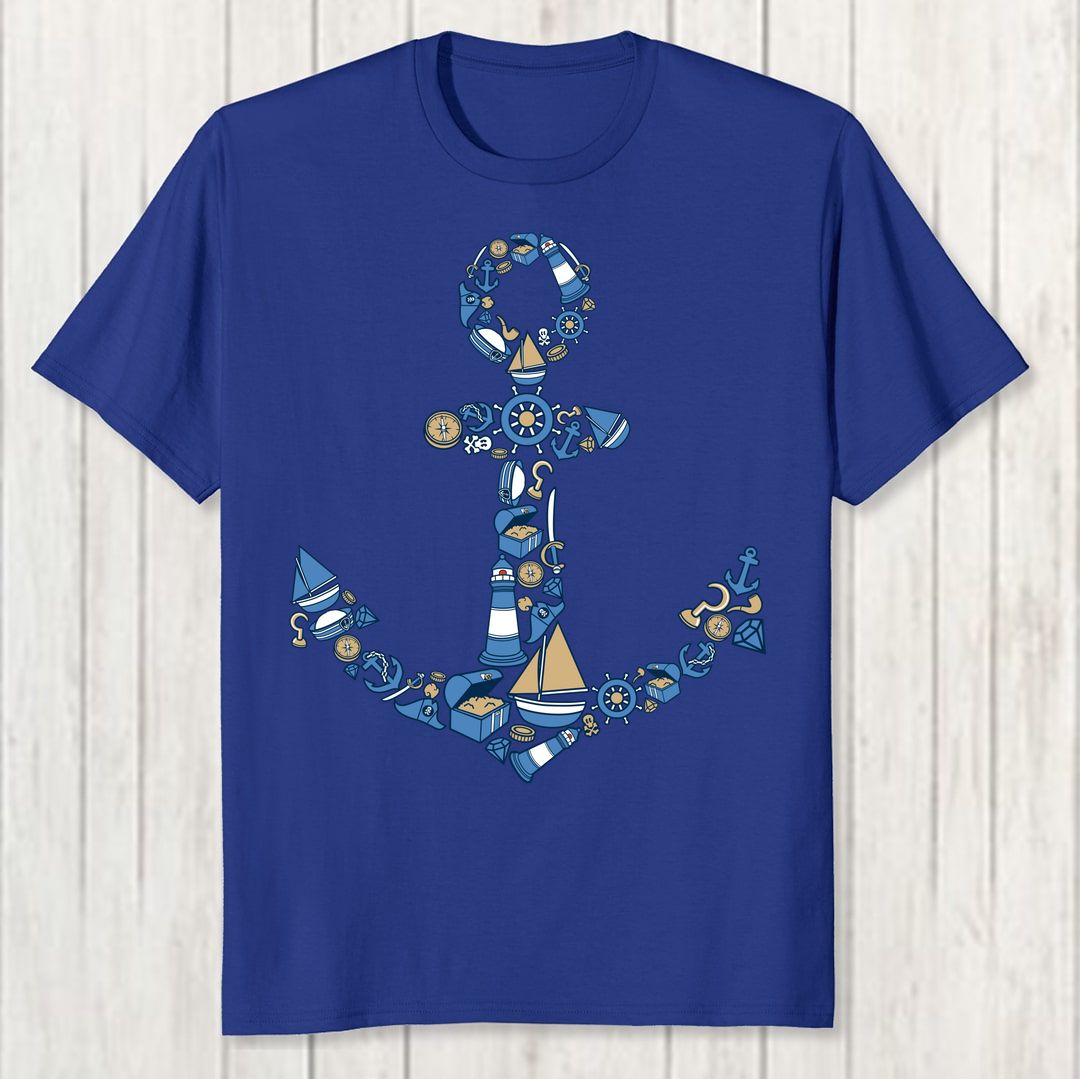 B586ba81 Ocean Anchor Men T Shirt Royal Blue Front New