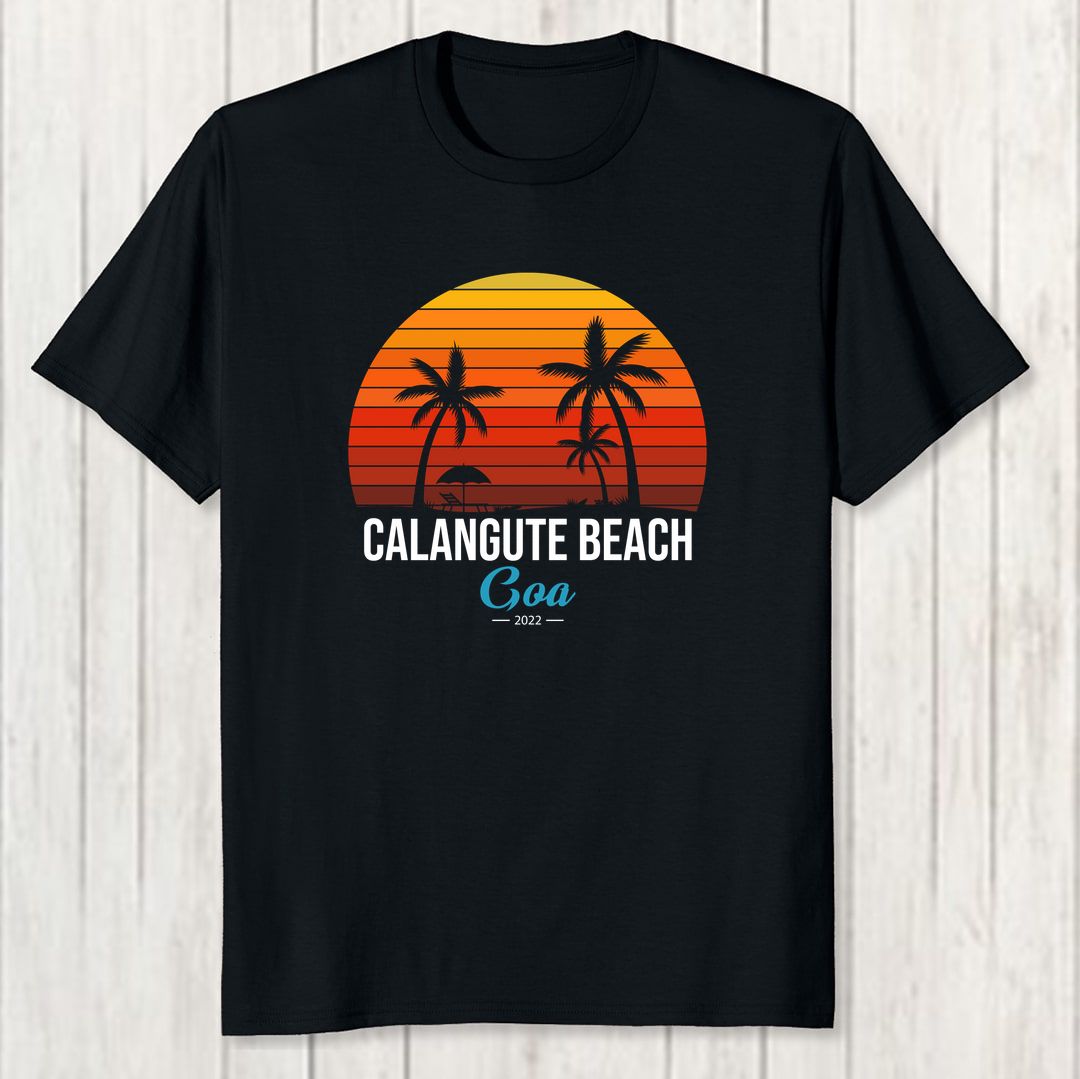 C8c6bbef Calangute Beach Goa Men T Shirt Black Front New