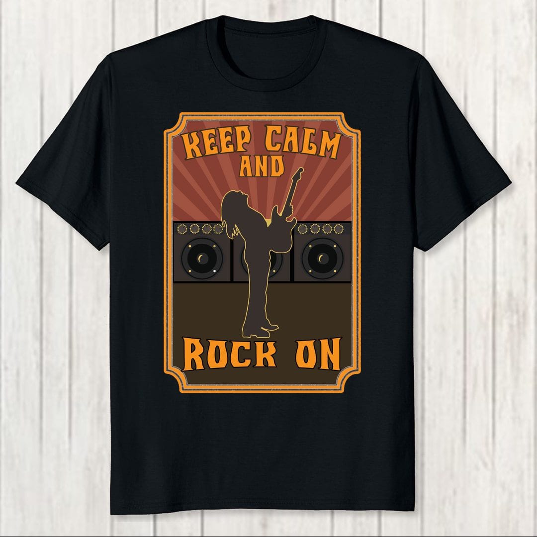 01f8b4ab Keep Calm And Rock On Men T Shirt Black