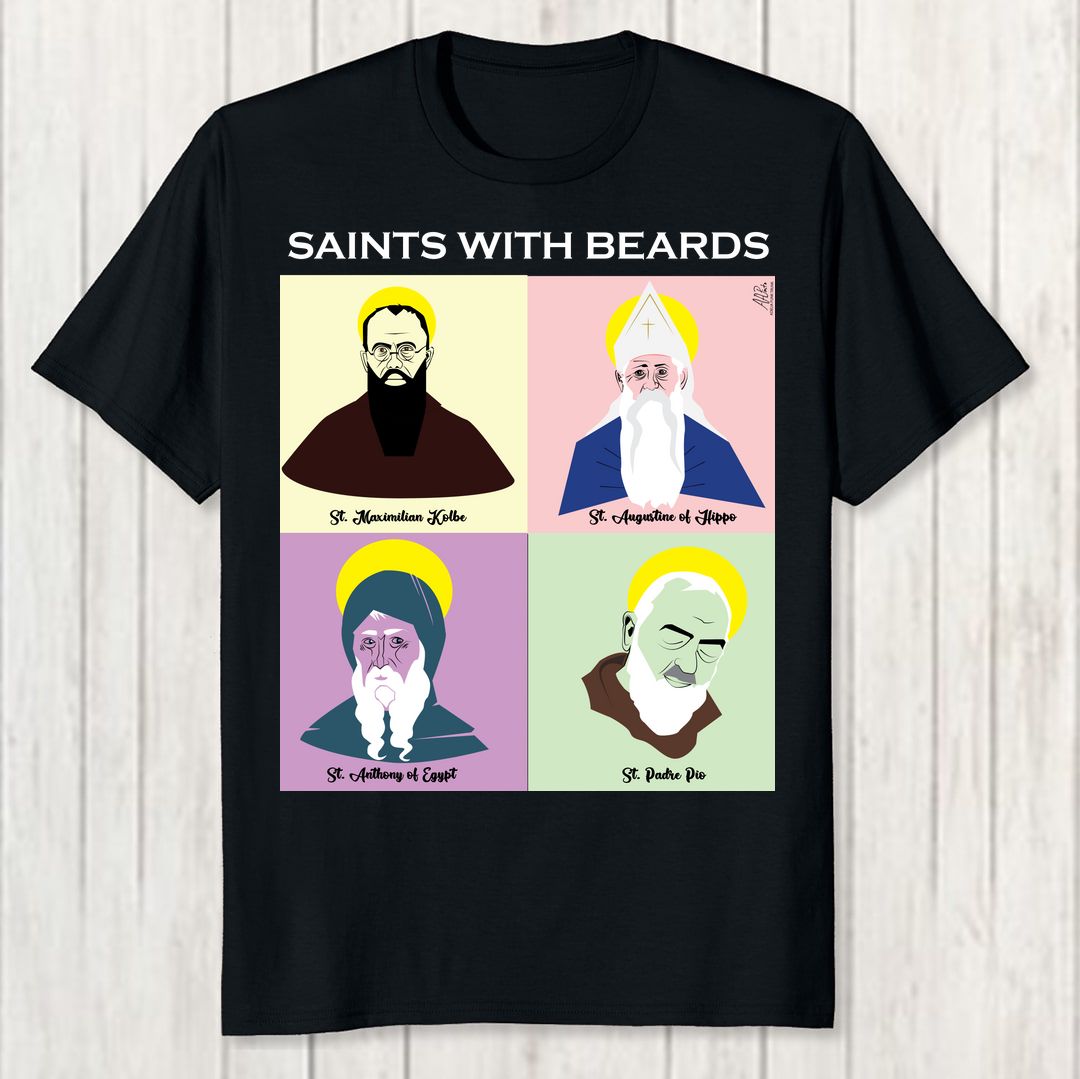 22c00e13 Saints With Beards Men T Shirt Black Front New