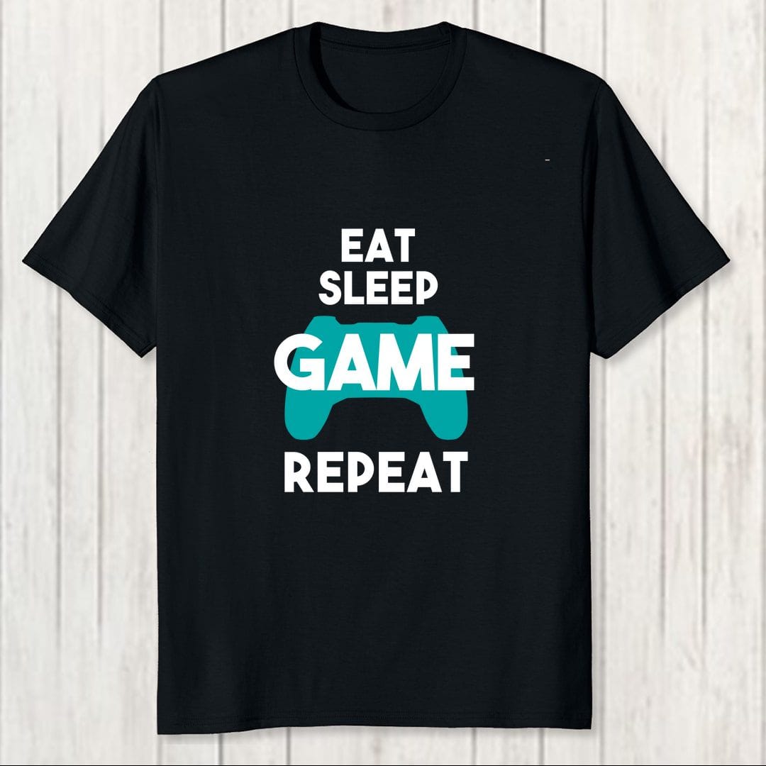 31893a0c Eat Sleep Game Repeat Men T Shirt 2 Black