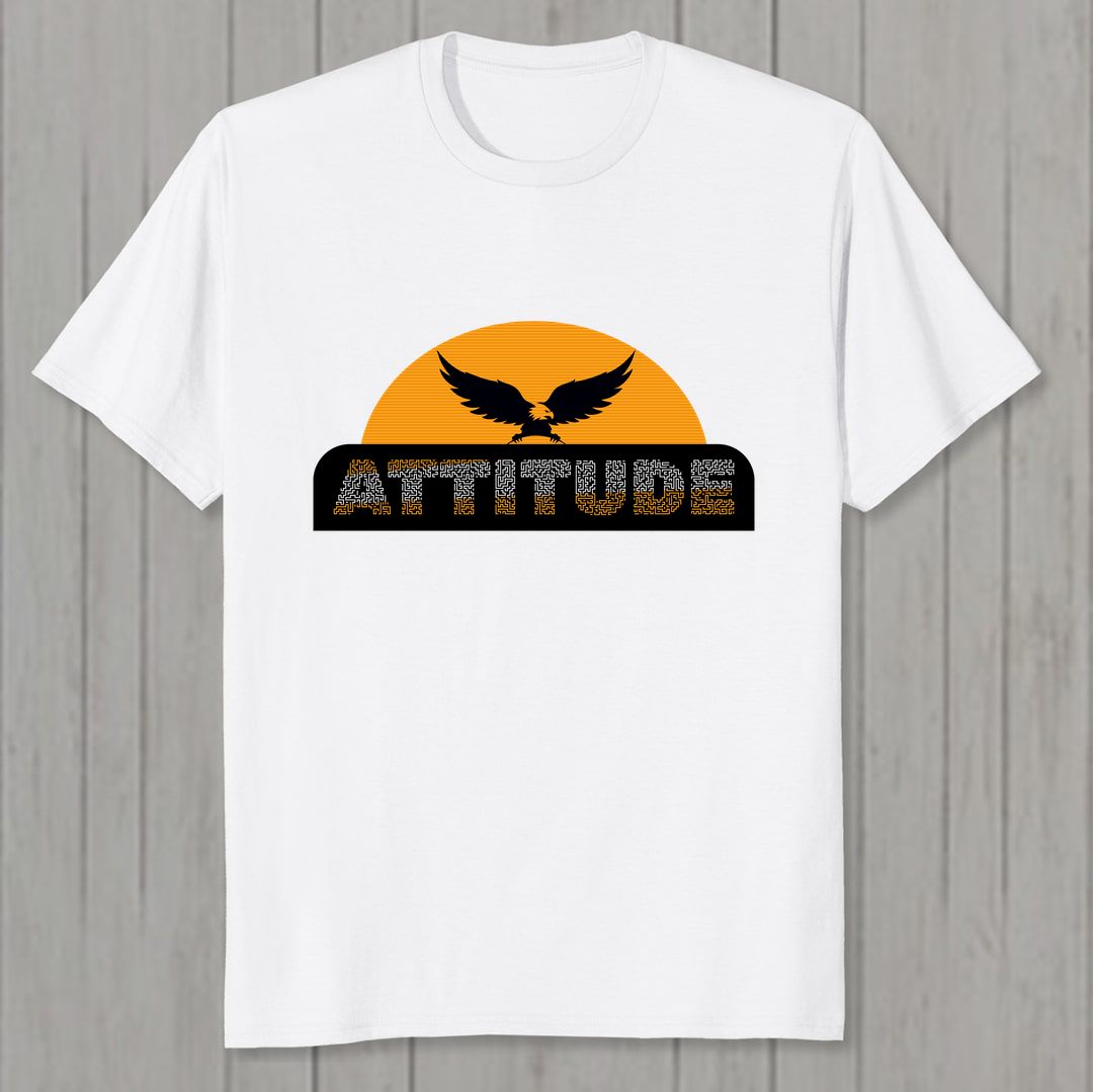 4c58c007 Attitude Designs Men T Shirt White Front New