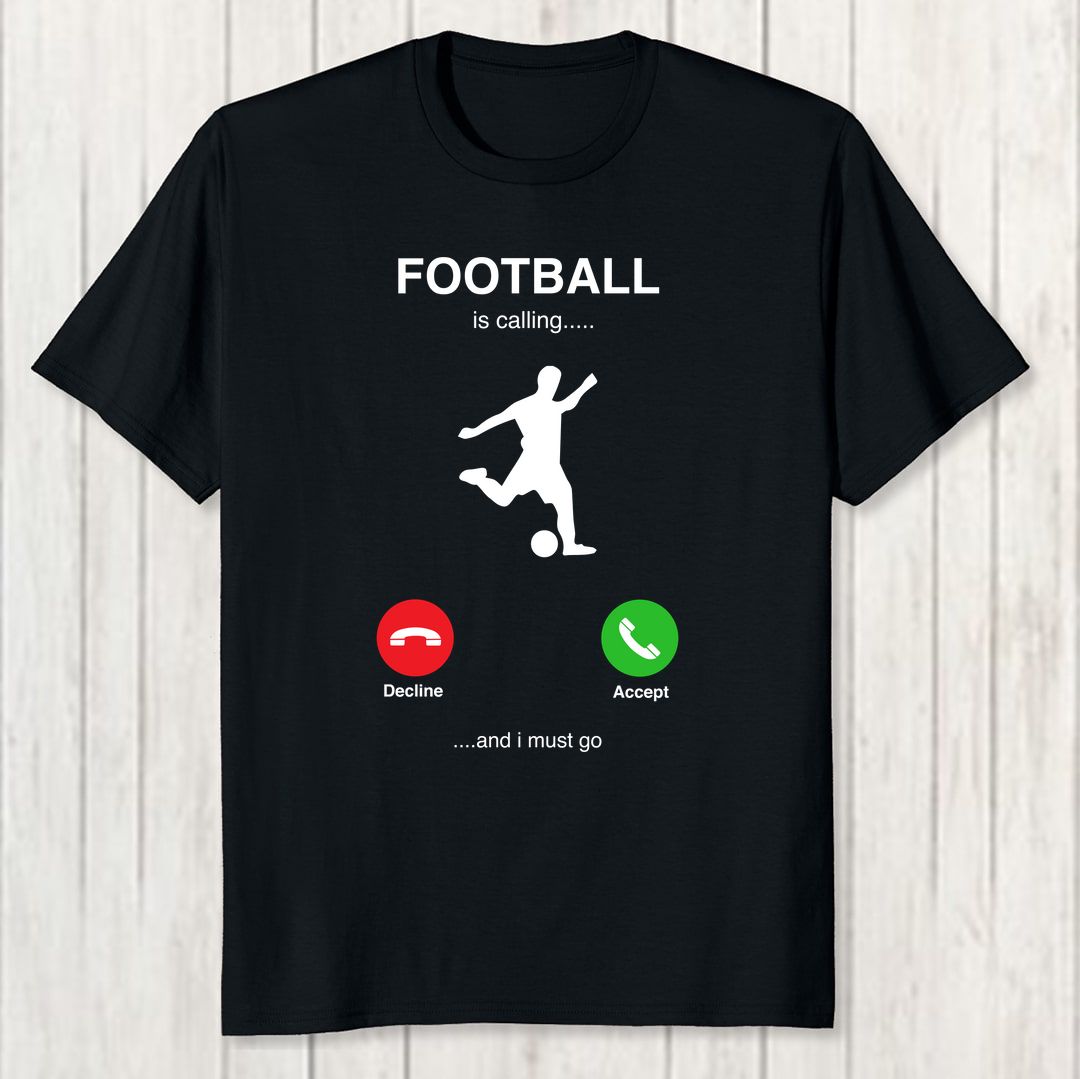 88373d86 Football Is Calling Men T Shirt Black Front New