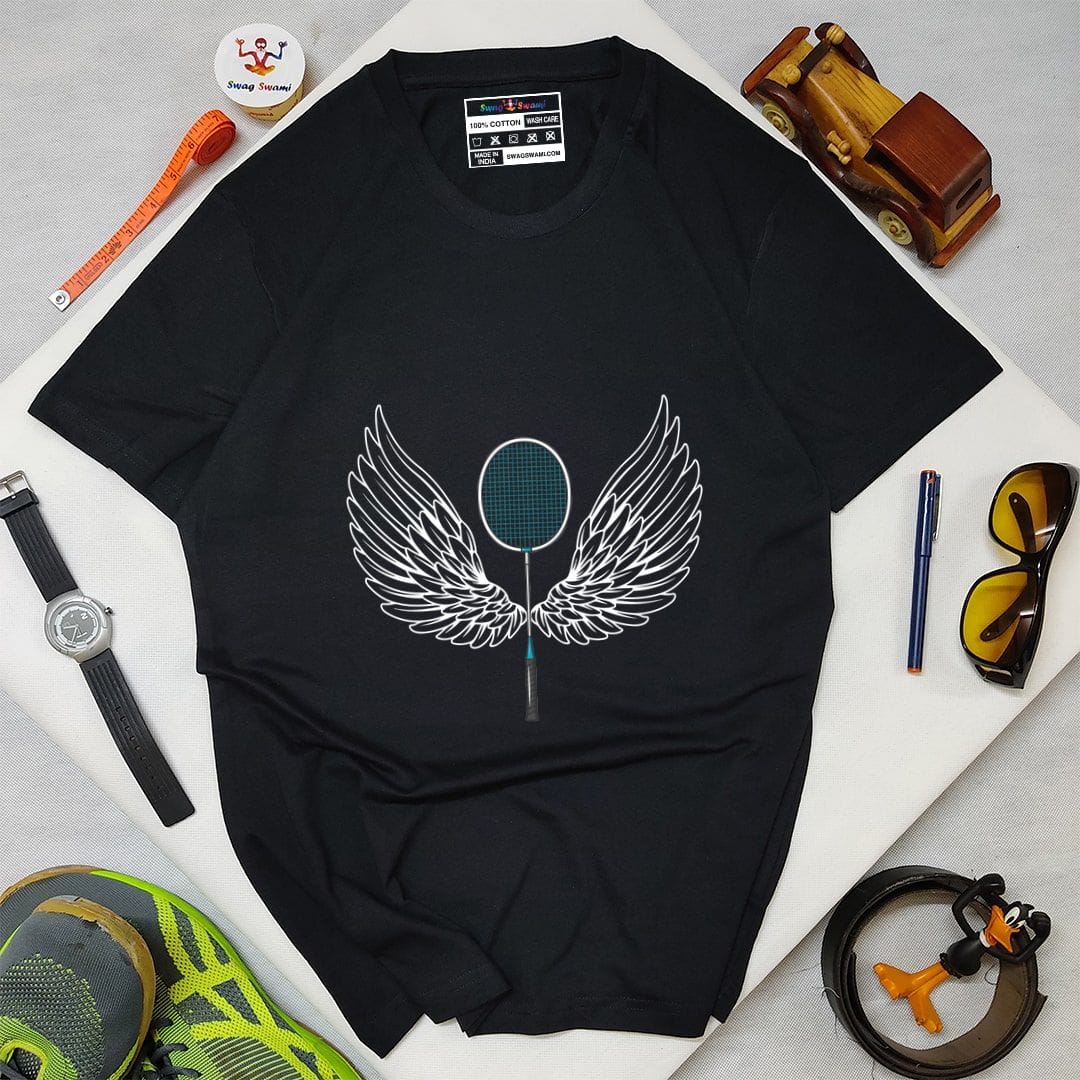 04f90628 Badminton Wings Men T Shirt Black