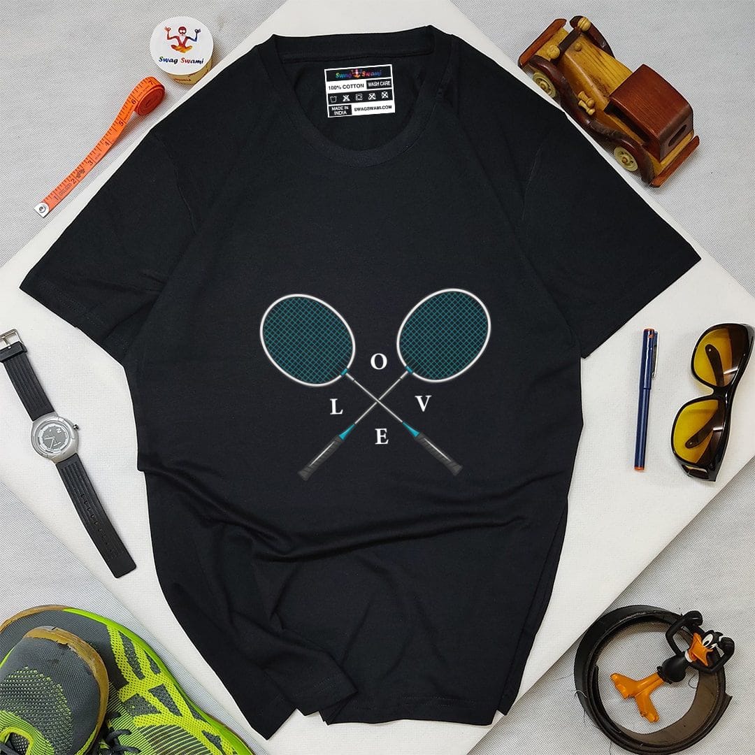 0e36fb4d Badminton Love Men T Shirt 2 Black
