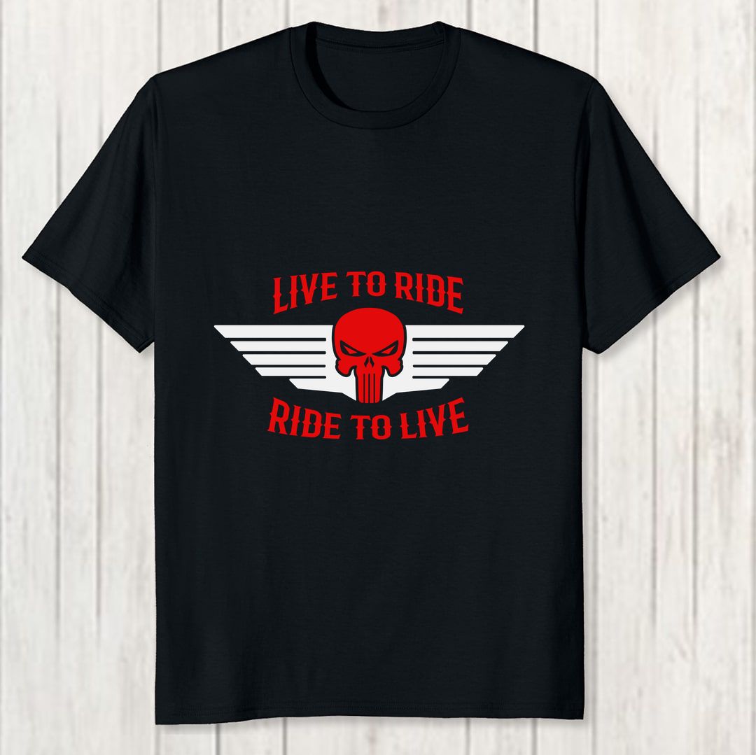 1e7d3f53 Live To Ride Group Club Men T Shirt Black Front New