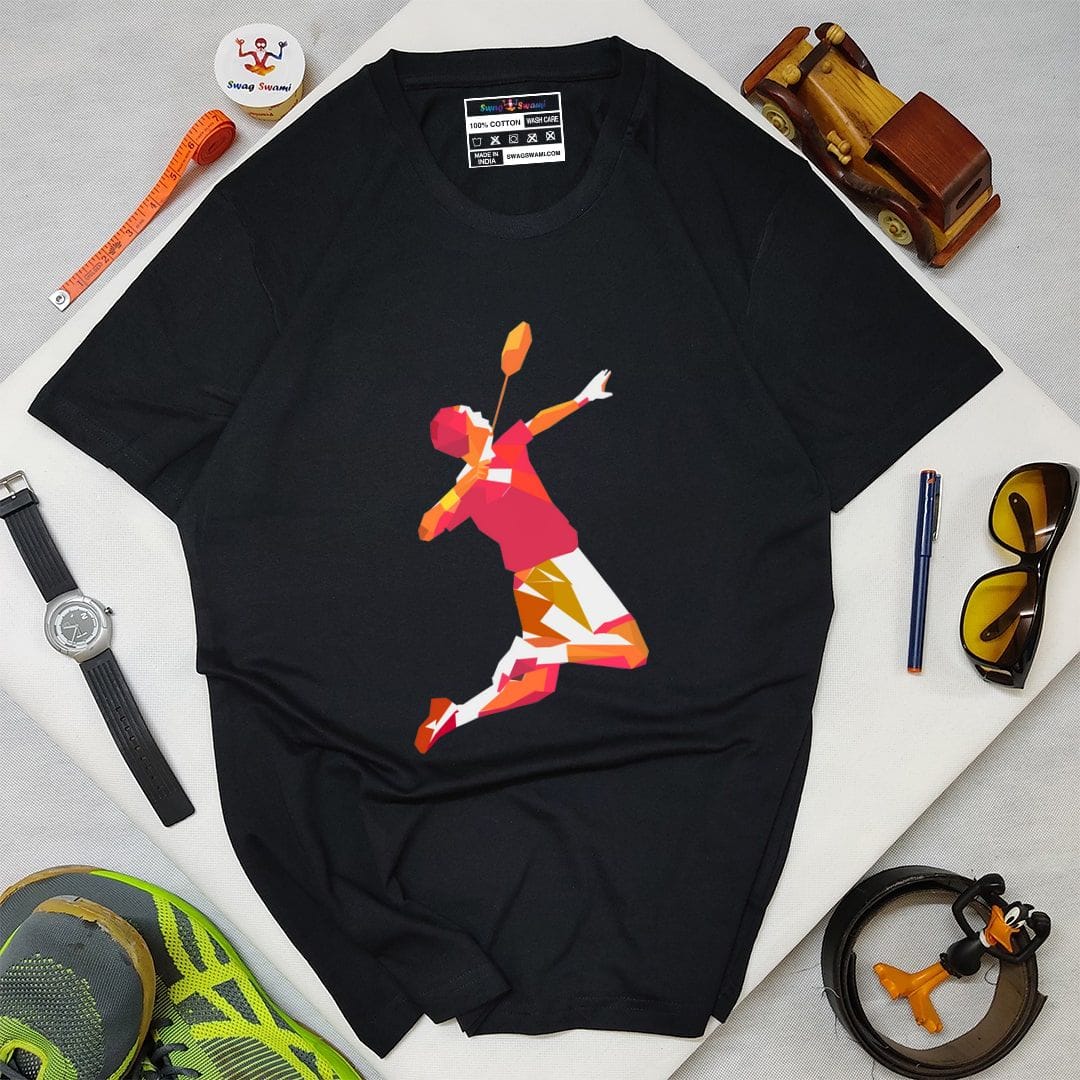 56a31737 Badminton Player Art Men T Shirt Black