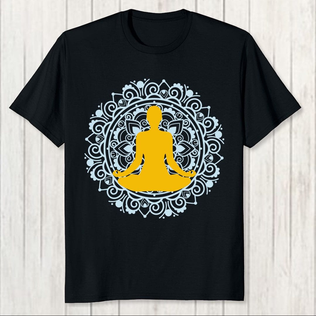 Women's Short-Sleeved Gentle Yoga T-Shirt - Mandala/Black, Yoga Clothes  for Women