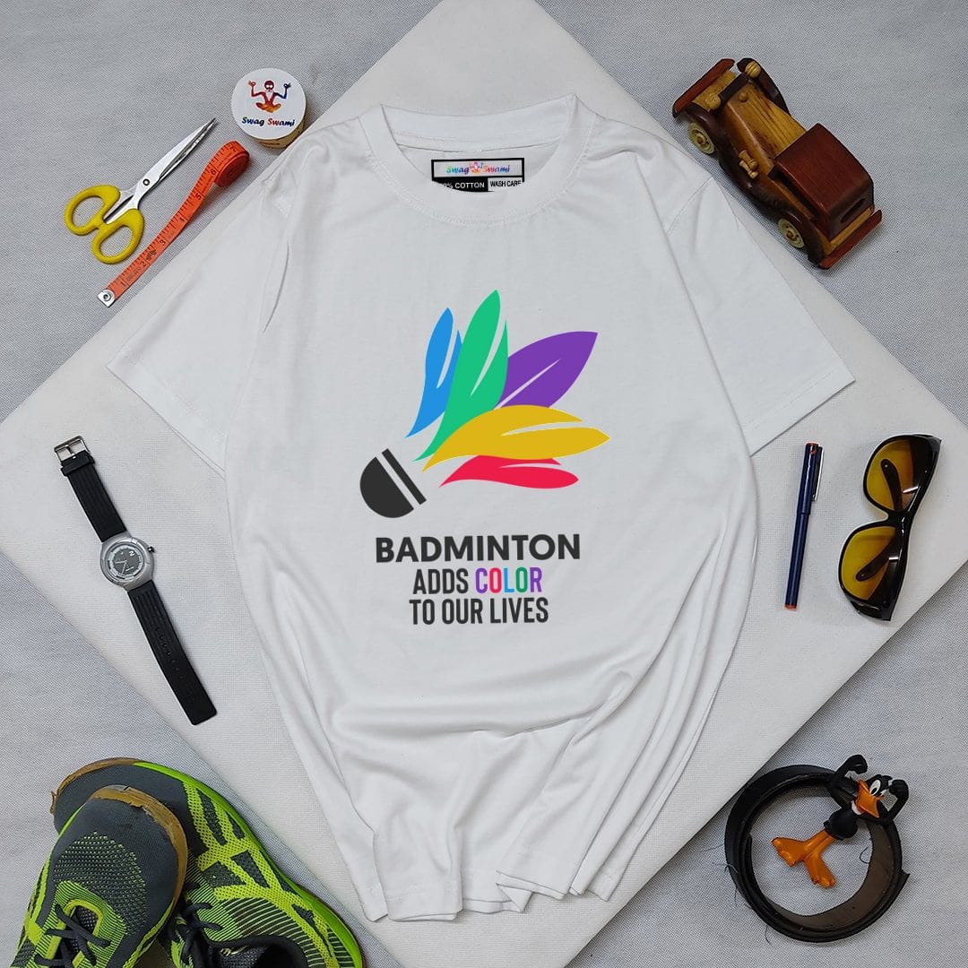 Ecfbde42 Badminton Adds Color To Our Lives Men T Shirt White
