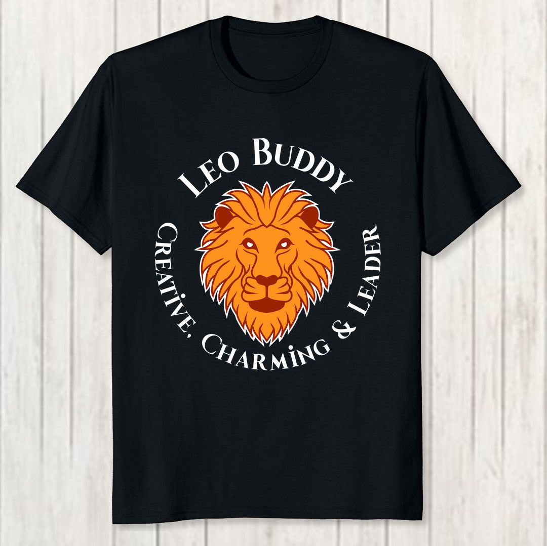 908ad311 Leo Zodiac Sign Buddy Men T Shirt Black Front New