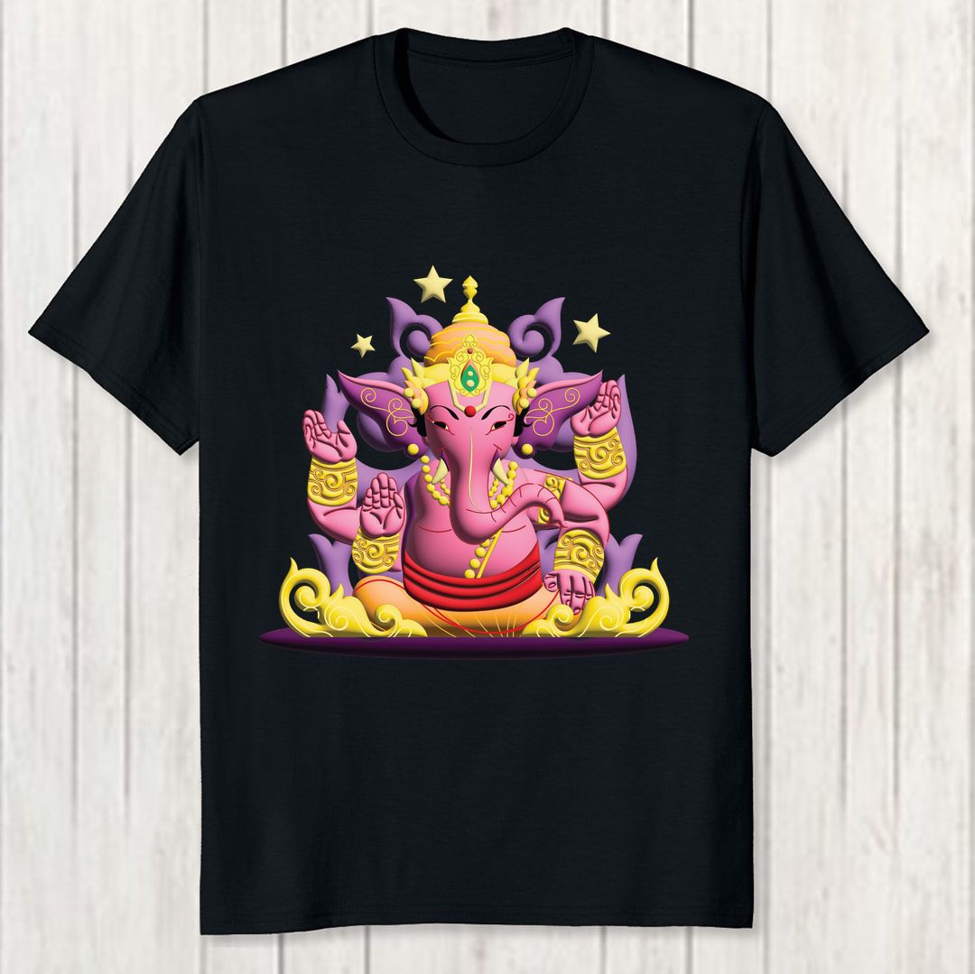 C1fdfe5f Ganesha Mystical Lord Men T Shirt Black Front New