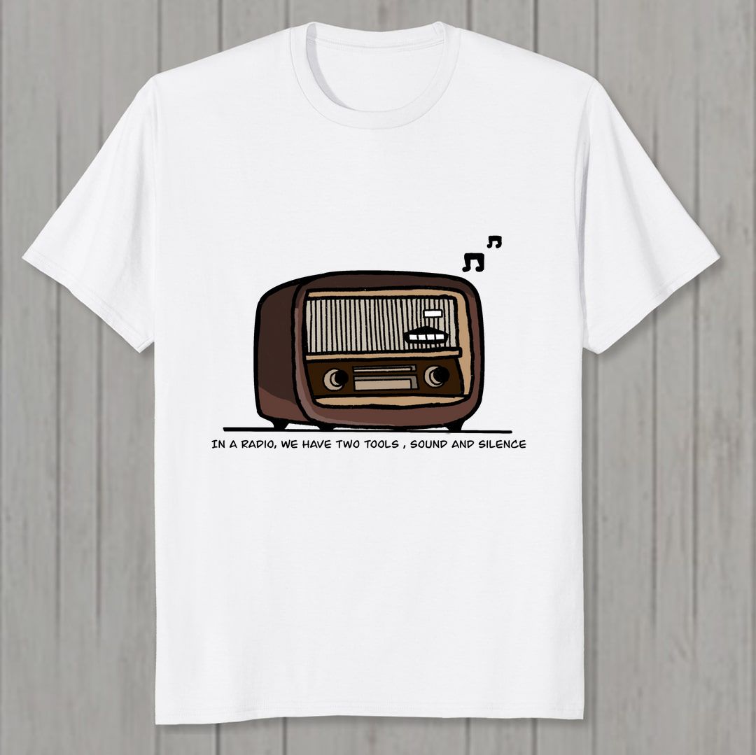 05497212 Radio Set Men T Shirt White Front New