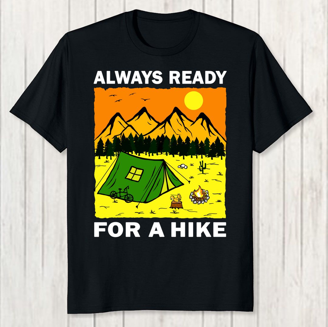 16de0c01 Camping And Hiking Lover Sunset Men T Shirt Black Front New