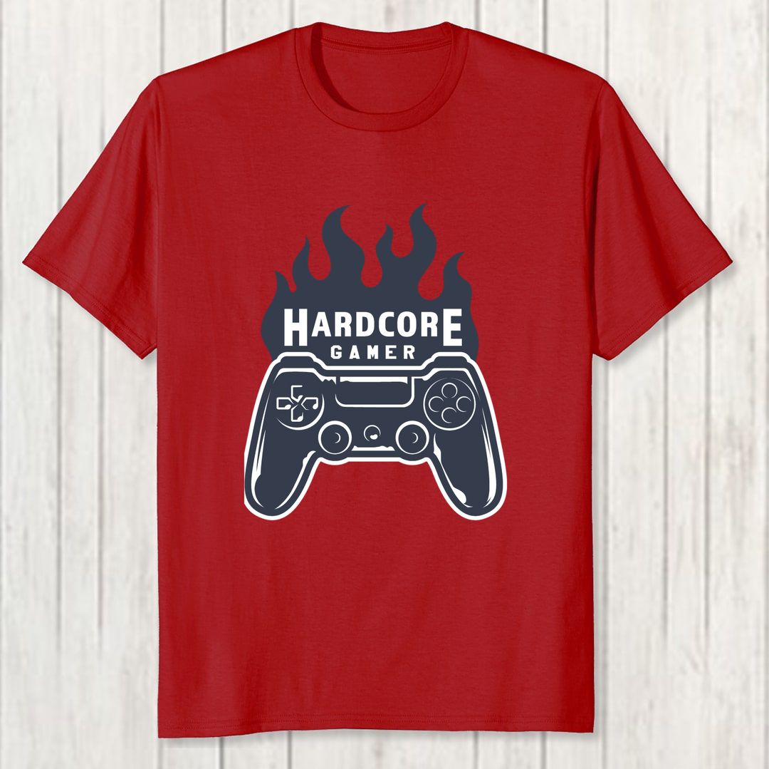 89a25fd2 Hardcore Gamer Men T Shirt Red Front New