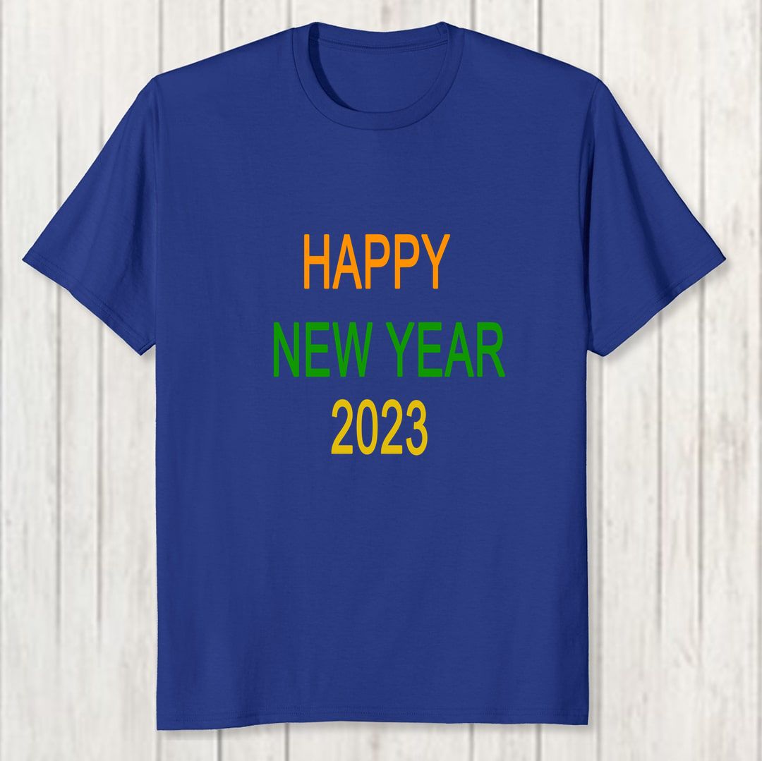 E0ac7d6c Welcome A New Year Design Men T Shirt Royal Blue Front New