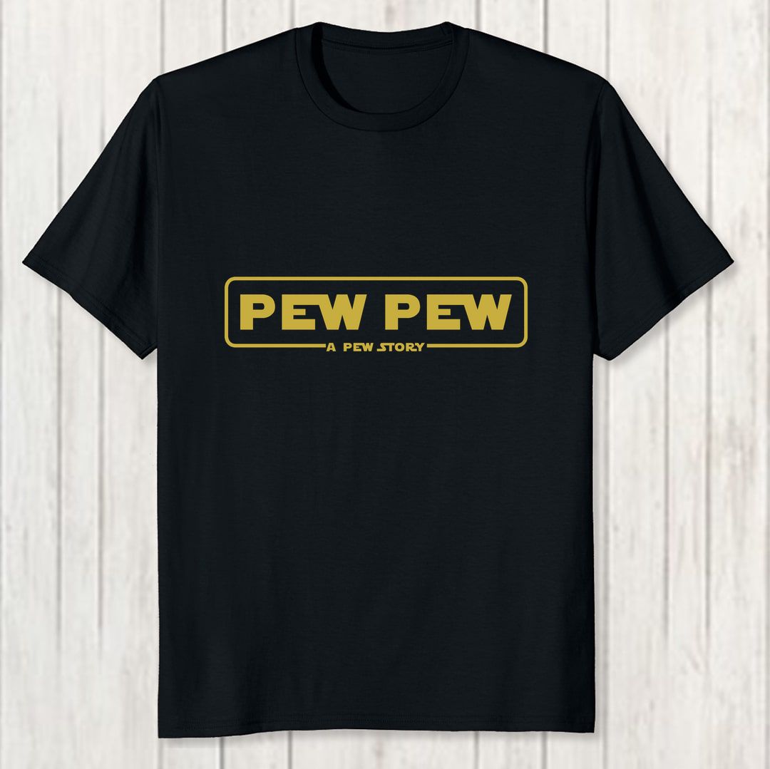 0e4f44b3 Pew Pew A Pew Story Men T Shirt Black Front New