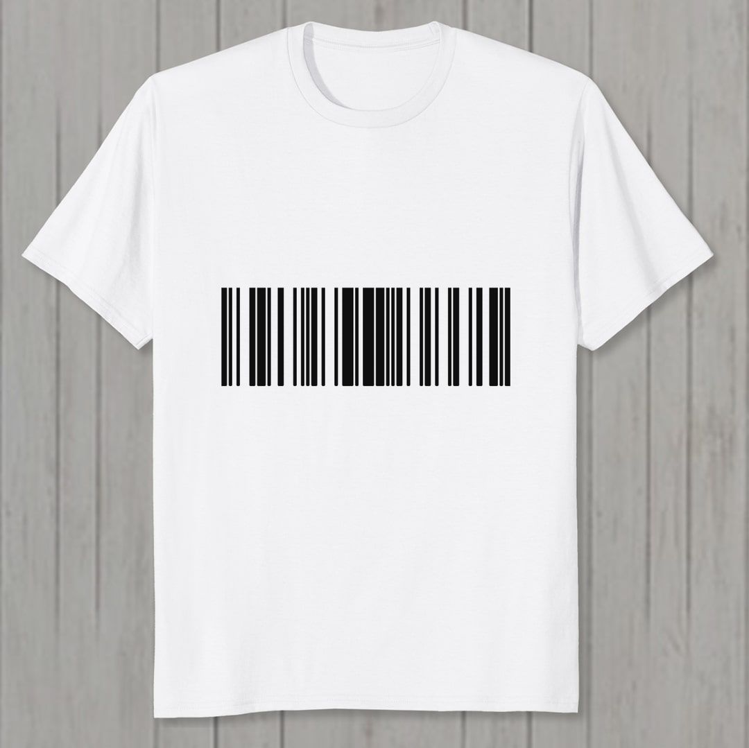 8a57f8b2 Bar Code Men T Shirt White Front New