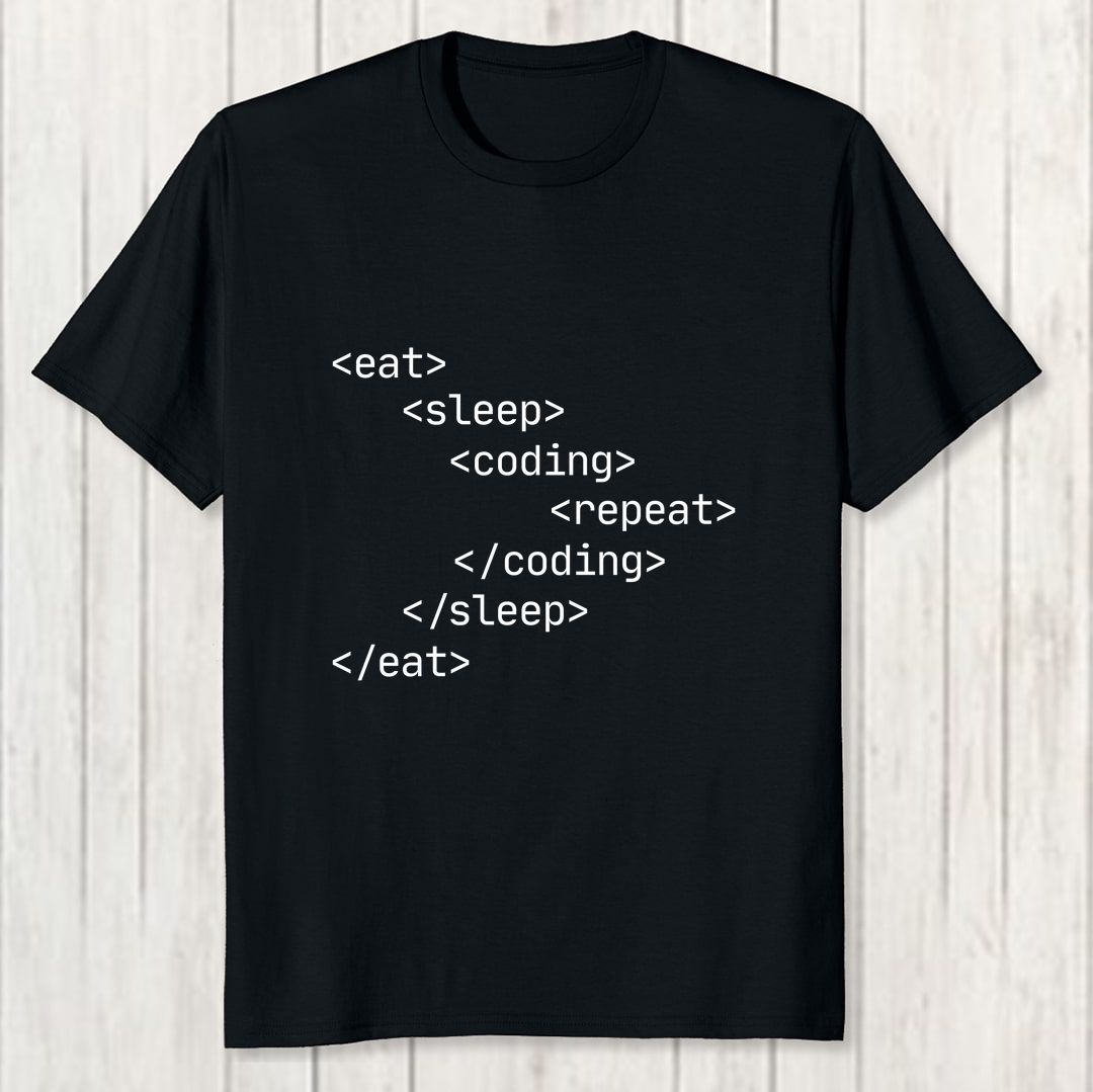 E8512bb1 Eat Sleep Coding Repeat Men T Shirt Black Front New