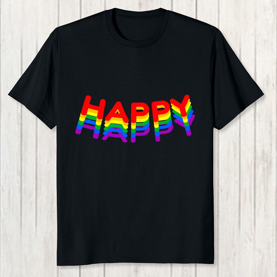 87287339 Happy And Psy Men T Shirt Black Front New