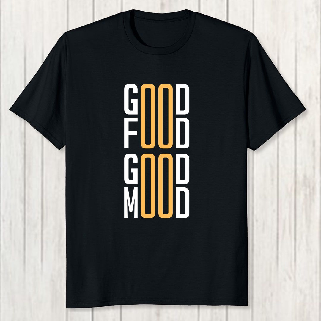 Abef0104 Good Food Good Mood Men T Shirt Black Front New