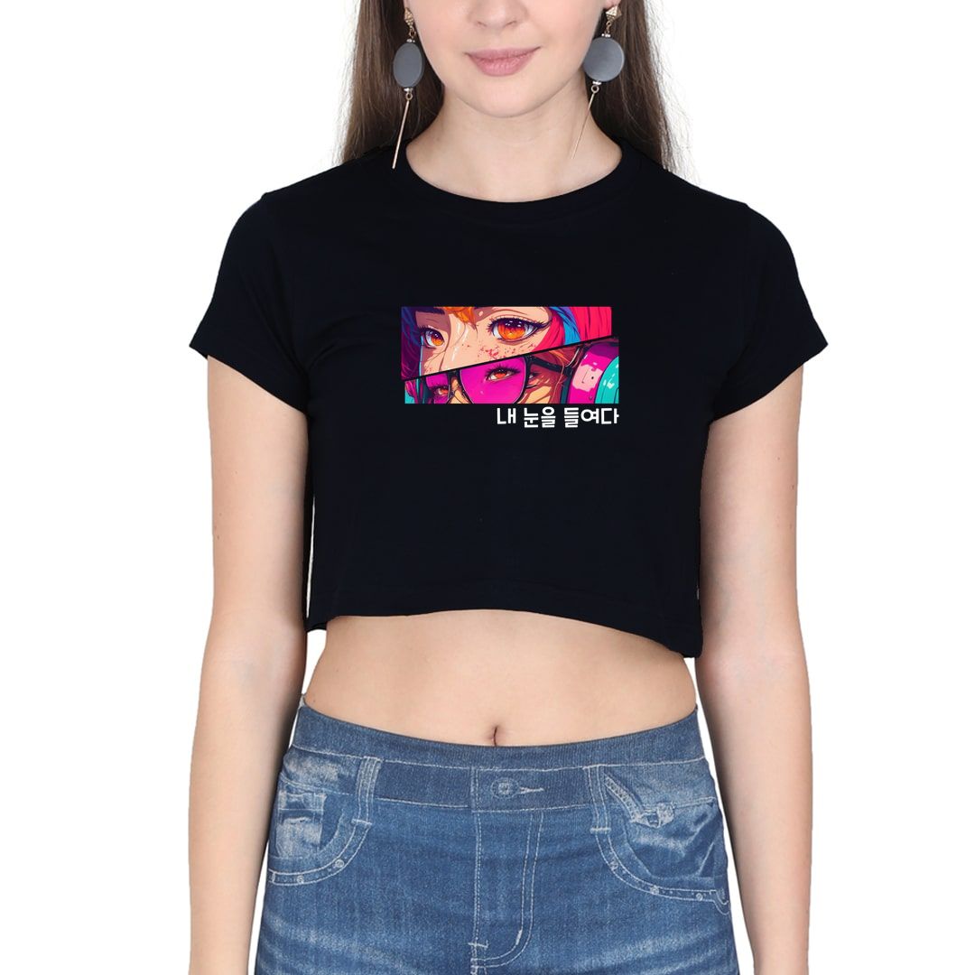 Funny Cartoon Face Womens Crop Top  Swag Swami