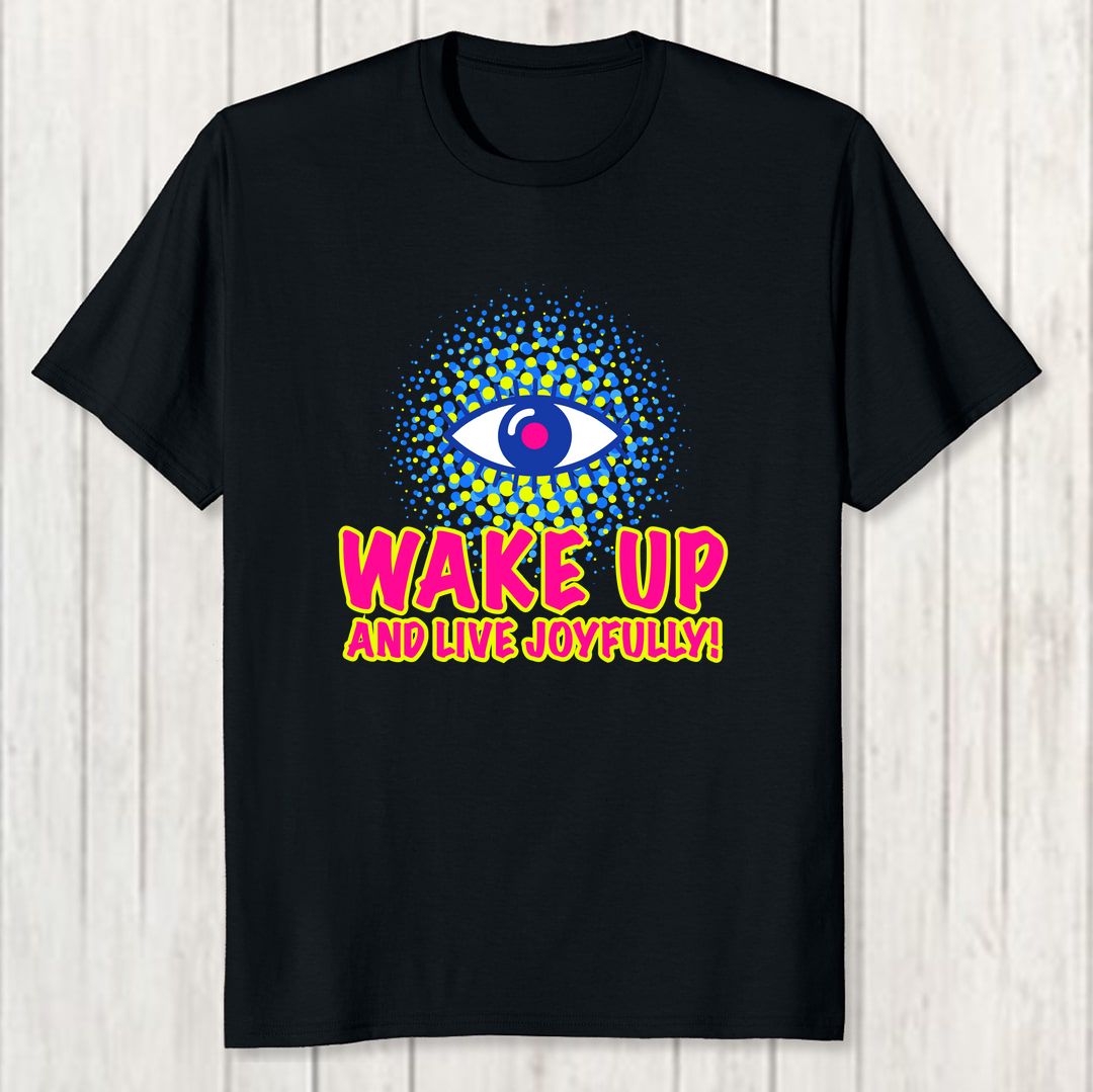 57ac918e Wake Up Men T Shirt Black Front New