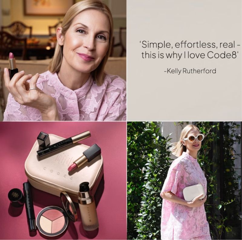Kelly Rutherford Code8 Beauty products and quotes