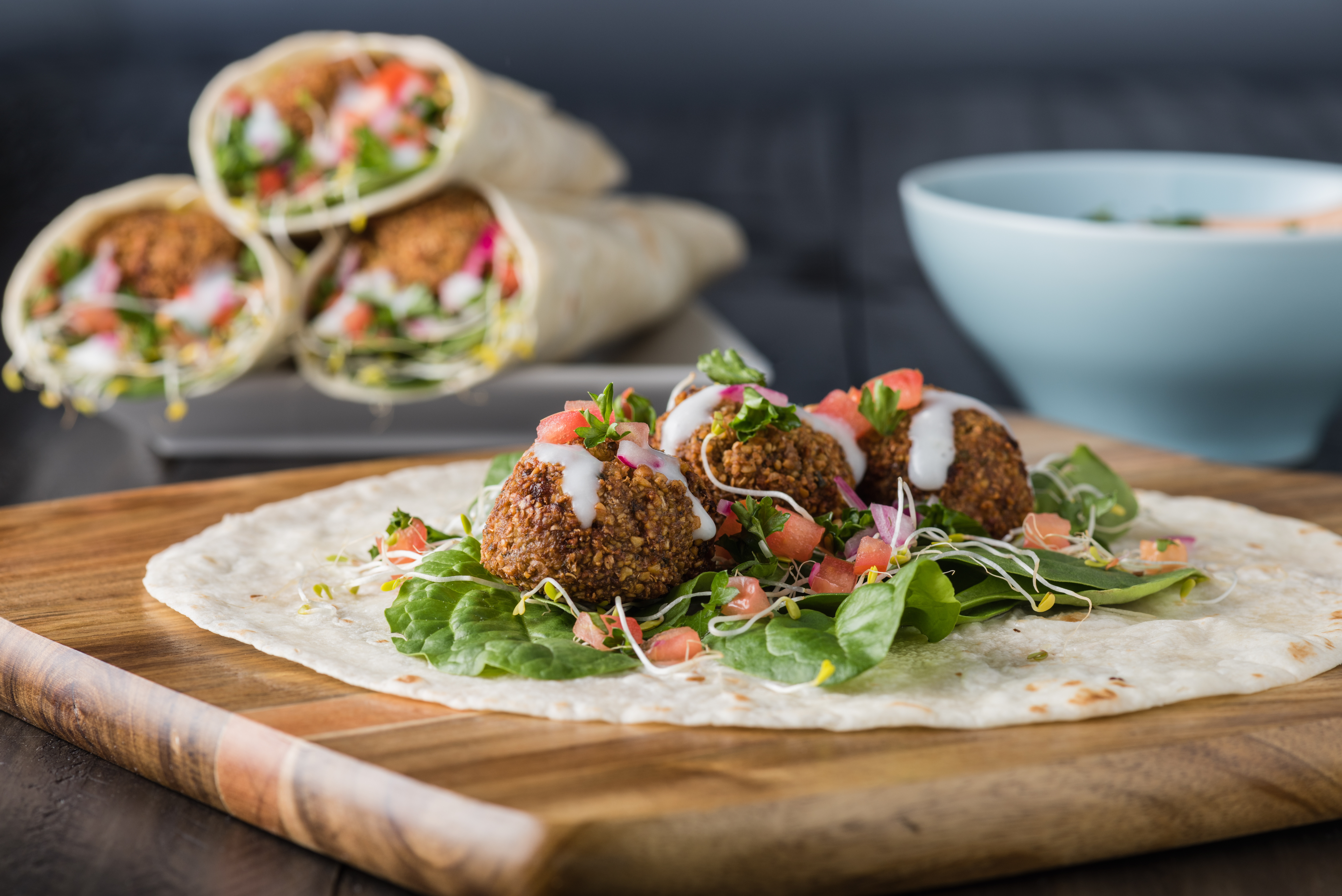 Falafel and tabbouleh wraps