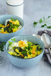 Kikkererwten groene curry bowl