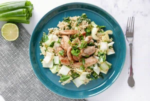 Chicken stir-fry with bok choi and lime