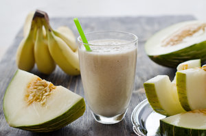 Melon and banana frappe