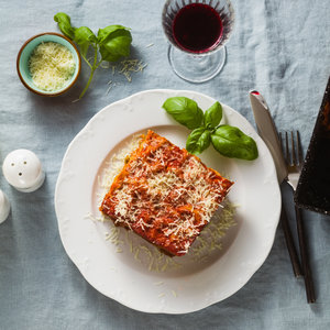 Lentil & ricotta lasagna