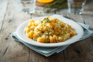 Geroosterde pompoen en tijmrisotto