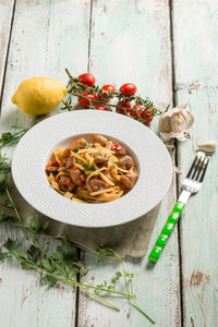 Mushroom and tomato fettuccine