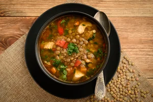 Chicken and lentil hotpot