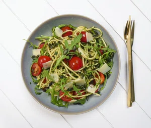 Summer spaghetti with herb dressing