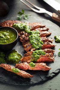 Steak with chimichurri sauce