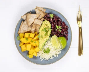 Mexican bowl with tortilla chips