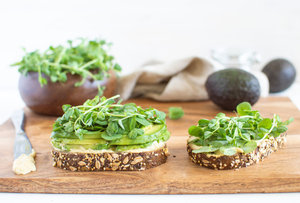 Avocado and hummus on toast