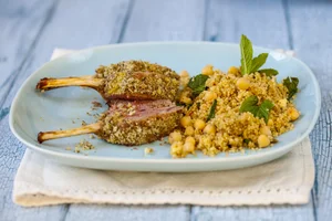 Spicy lamb cutlets with couscous salad