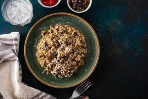 Barley, chicken and mushroom risotto