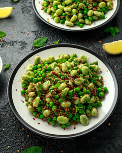 Pea, bean and quinoa braise