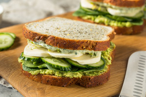 Green hummus and salad sandwiches